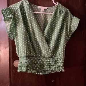 Green Polka Dot Women's Top